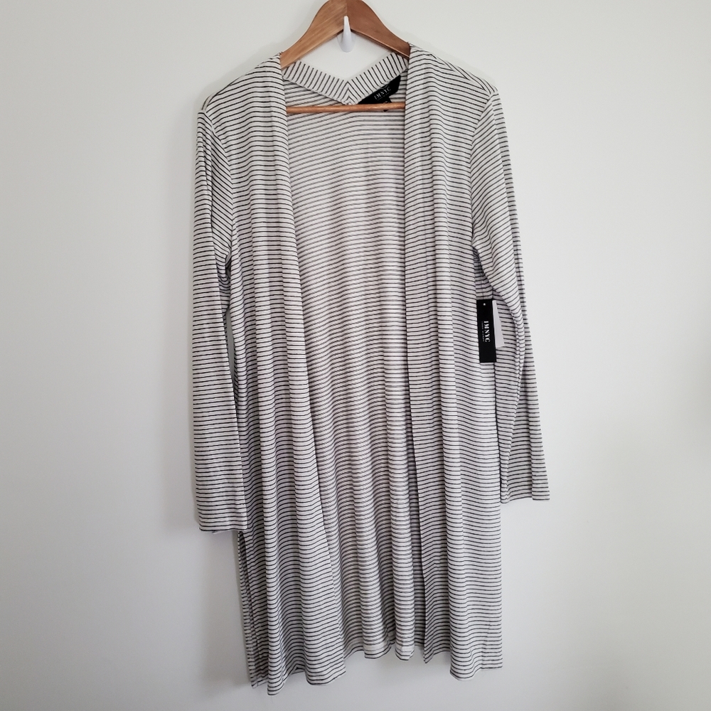 Isaac Mizrahi IMNYC Long Line Cardigan Striped EUC